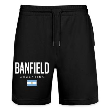 Banfield Argentine Argentin - Short de jogging bio TRAINER Stanley/Stella unisexe - noir - Devant - Nik (191cm) & Marisol (170cm)