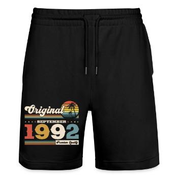 33e anniversaire Original septembre 1992 - Short de jogging bio TRAINER Stanley/Stella unisexe - noir - Devant - Nik (191cm) & Marisol (170cm)
