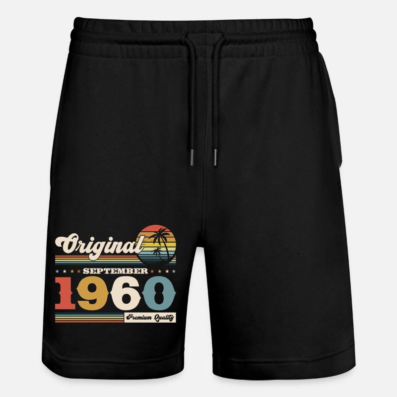 65th birthday Original September 1960 - Stanley/Stella Trainer Unisex Organic Jogging Shorts - black