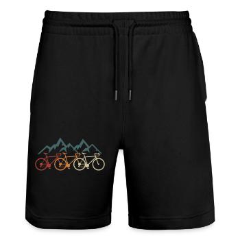 Bicycle Cyclist Retro Mountain Bike Road Bike Mountains - Stanley/Stella Trainer Unisex Organic Jogging Shorts - black - Front - Nik (191cm) & Marisol (170cm)