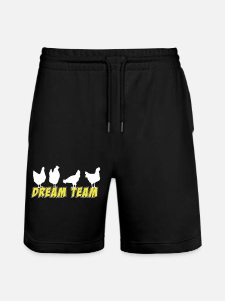Chicken Design Adventure, Dream Team - Stanley/Stella Trainer Unisex Organic Jogging Shorts - black