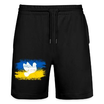 L’Ukraine : Colombe de la Paix - Short de jogging bio TRAINER Stanley/Stella unisexe - noir - Devant - Nik (191cm) & Marisol (170cm)