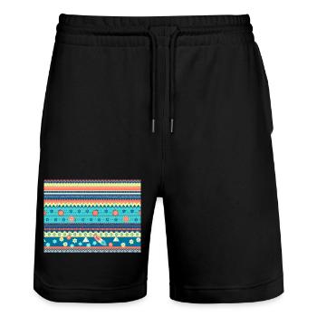 Colorful Boho Winter Pattern - Stanley/Stella Trainer Unisex Organic Jogging Shorts - black - Front - Nik (191cm) & Marisol (170cm)