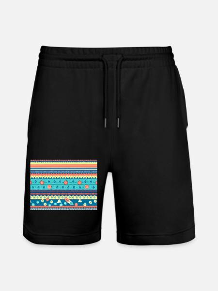 Farbenfroher Boho Wintermuster - Stanley/Stella Unisex Bio Joggingshorts Trainer - Schwarz
