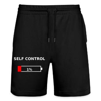 SELF CONTROL – 1% Battery Low - Stanley/Stella Trainer Unisex Organic Jogging Shorts - black - Front - Nik (191cm) & Marisol (170cm)
