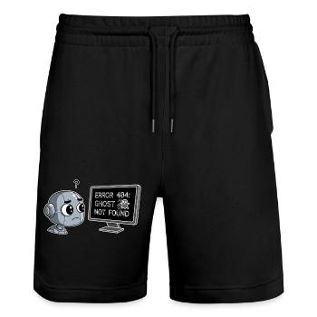 Error 404: Ghost Not Found - Stanley/Stella Trainer Unisex Organic Jogging Shorts - black - Front - Nik (191cm) & Marisol (170cm)