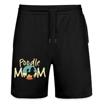 Poodle Mum Retro Sunset Design - Stanley/Stella Trainer Unisex Organic Jogging Shorts - black - Front - Nik (191cm) & Marisol (170cm)