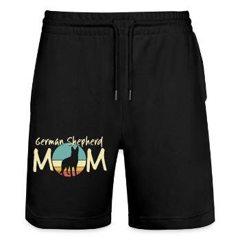 German Shepherd Mom Retro Design - Stanley/Stella Trainer Unisex Organic Jogging Shorts - black - Front - Nik (191cm) & Marisol (170cm)