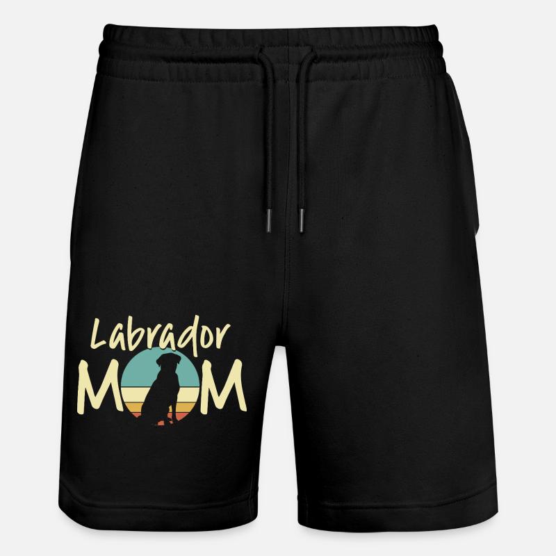 Labrador Mama Retro Sonnenuntergang Design - Stanley/Stella Unisex Bio Joggingshorts Trainer  - Schwarz