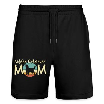 Golden Retriever Mutter Illustration - Stanley/Stella Unisex Bio Joggingshorts Trainer  - Schwarz - Vorne - Nik (191cm) & Marisol (170cm)