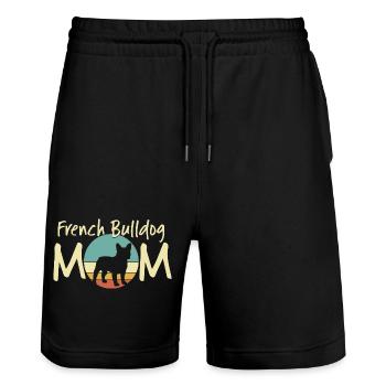 French Bulldog Mom Vintage Design - Stanley/Stella Trainer Unisex Organic Jogging Shorts - black - Front - Nik (191cm) & Marisol (170cm)