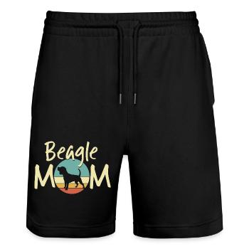 Beagle Mom Retro Sunset Design - Dog Lover Gift - Stanley/Stella Trainer Unisex Organic Jogging Shorts - black - Front - Nik (191cm) & Marisol (170cm)