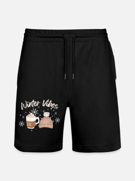 Winter Vibes Snowflake Hat Mug - Stanley/Stella Trainer Unisex Organic Jogging Shorts - black