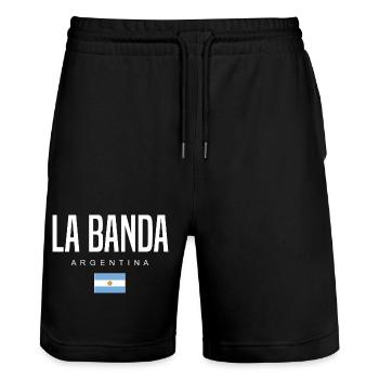 La Banda Argentine Argentins - Short de jogging bio TRAINER Stanley/Stella unisexe - noir - Devant - Nik (191cm) & Marisol (170cm)
