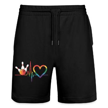 Bowling - Stanley/Stella Unisex Bio Joggingshorts Trainer  - Schwarz - Vorne - Nik (191cm) & Marisol (170cm)