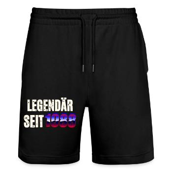 Legendary since 1988 - Stanley/Stella Trainer Unisex Organic Jogging Shorts - black - Front - Nik (191cm) & Marisol (170cm)
