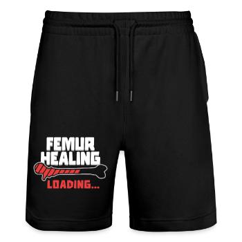 Gebrochener Oberschenkel Femur Healing Loading - Stanley/Stella Unisex Bio Joggingshorts Trainer  - Schwarz - Vorne - Nik (191cm) & Marisol (170cm)