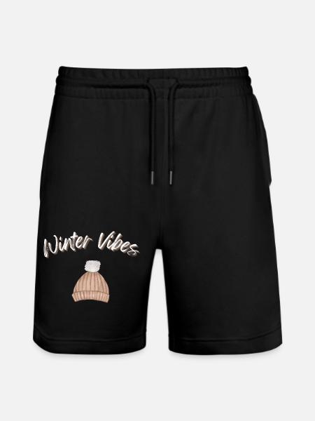 Winter Vibes Beanie Cap Winter Hat - Stanley/Stella Trainer Unisex Organic Jogging Shorts - black