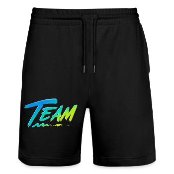 Team - Stanley/Stella Unisex Bio Joggingshorts Trainer  - Schwarz - Vorne - Nik (191cm) & Marisol (170cm)