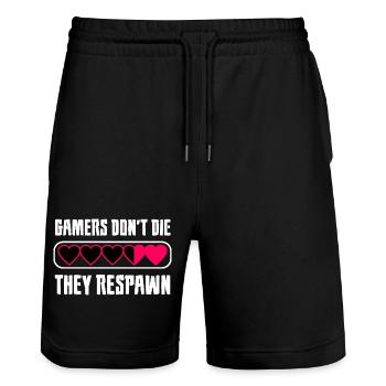 Gamer Heart Message - Stanley/Stella Trainer Unisex Organic Jogging Shorts - black - Front - Nik (191cm) & Marisol (170cm)