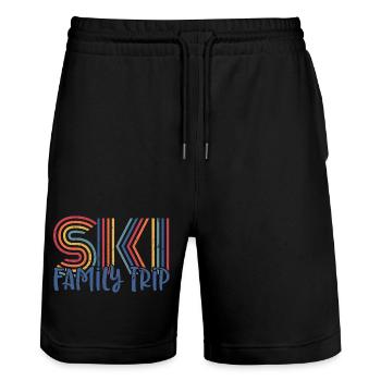 Colourful Family Ski Trip Design - Stanley/Stella Trainer Unisex Organic Jogging Shorts - black - Front - Nik (191cm) & Marisol (170cm)