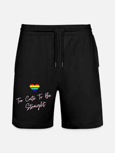 Rainbow Heart Pride LGBTQ Design - Stanley/Stella Trainer Unisex Organic Jogging Shorts - black