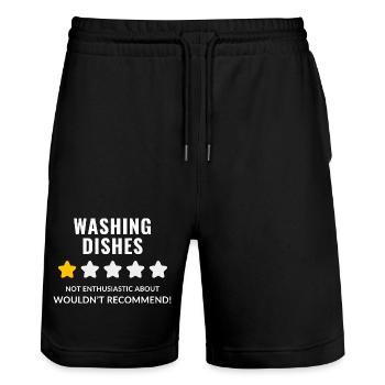 Washing Dishes Not Enthusiastic Badge - Stanley/Stella Trainer Unisex Organic Jogging Shorts - black - Front - Nik (191cm) & Marisol (170cm)