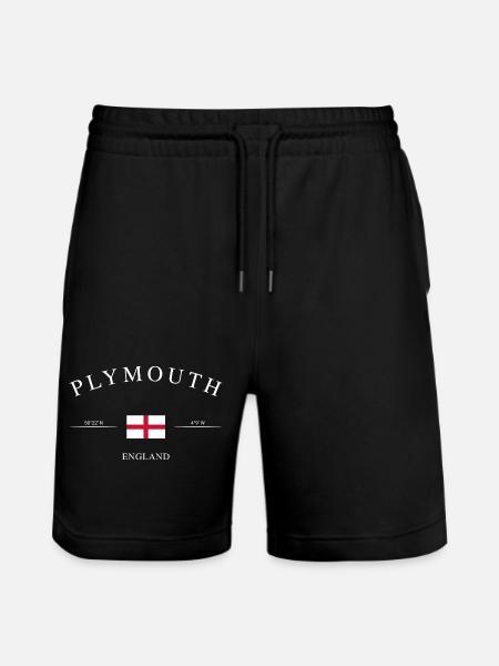 Plymouth England – Holiday Souvenir & Gift - Stanley/Stella Trainer Unisex Organic Jogging Shorts - black