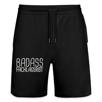 Magasinier Badass - Short de jogging bio TRAINER Stanley/Stella unisexe - noir - Devant - Nik (191cm) & Marisol (170cm)