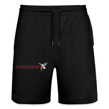 Eisräuber Design mit fliegender Möwe - Stanley/Stella Trainer Unisex Organic Jogging Shorts - black - Front - Nik (191cm) & Marisol (170cm)