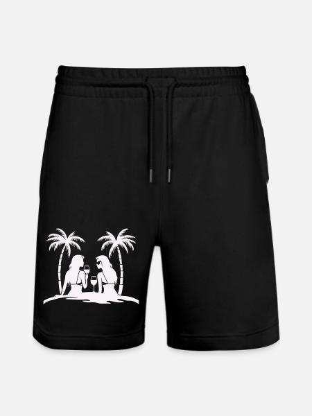 Silhouette style tropical beach night - Stanley/Stella Trainer Unisex Organic Jogging Shorts - black