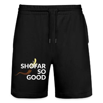 Shofar so good - Stanley/Stella Trainer Unisex Organic Jogging Shorts - black - Front - Nik (191cm) & Marisol (170cm)