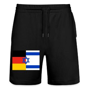 Flagge Deutschland Israel - Stanley/Stella Unisex Bio Joggingshorts Trainer  - Schwarz - Vorne - Nik (191cm) & Marisol (170cm)