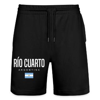 Río Cuarto Argentine Argentins - Short de jogging bio TRAINER Stanley/Stella unisexe - noir - Devant - Nik (191cm) & Marisol (170cm)