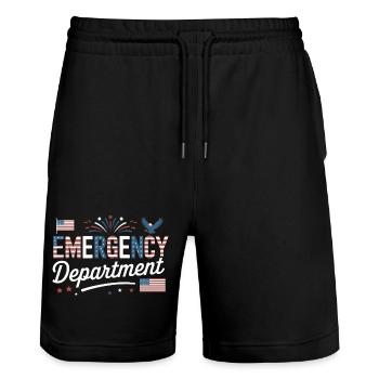 Infirmière d’urgence Fête de l’indépendance 4 juillet - Short de jogging bio TRAINER Stanley/Stella unisexe - noir - Devant - Nik (191cm) & Marisol (170cm)