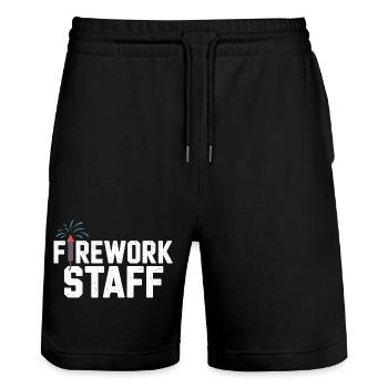  Firework Stuff Party Crew Independence Day 4th of - Stanley/Stella Unisex Bio Joggingshorts Trainer  - Schwarz - Vorne - Nik (191cm) & Marisol (170cm)