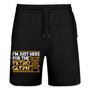 Petroglyphe Petroglyphen Piktogramme - Stanley/Stella Unisex Bio Joggingshorts Trainer  - Schwarz - Vorne - Nik (191cm) & Marisol (170cm)