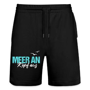 Sea on Head from North Sea Hamburg North German Coast - Stanley/Stella Trainer Unisex Organic Jogging Shorts - black - Front - Nik (191cm) & Marisol (170cm)