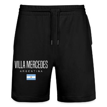 VillaMercedes Argentina Argentinian - Stanley/Stella Trainer Unisex Organic Jogging Shorts - black - Front - Nik (191cm) & Marisol (170cm)