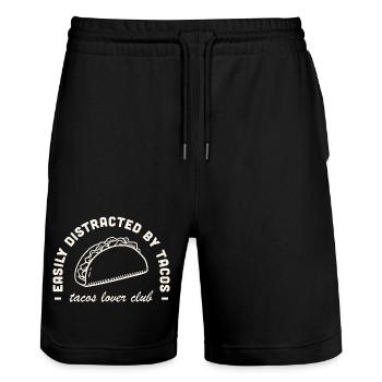 Tacos Liebhaber lustig mexikanisches Essen Witze Latino Humor - Stanley/Stella Unisex Bio Joggingshorts Trainer  - Schwarz - Vorne - Nik (191cm) & Marisol (170cm)