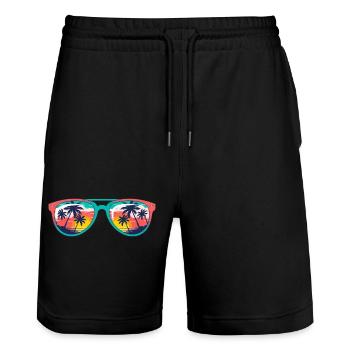 Sunset Palms Sunglasses  - Stanley/Stella Trainer Unisex Organic Jogging Shorts - black - Front - Nik (191cm) & Marisol (170cm)