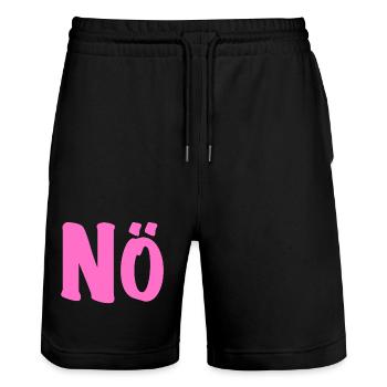Non - rose fluo - Non Néon - Short de jogging bio TRAINER Stanley/Stella unisexe - noir - Devant - Nik (191cm) & Marisol (170cm)
