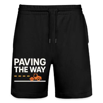 Road Construction Team Asphalt Concrete Team - Stanley/Stella Trainer Unisex Organic Jogging Shorts - black - Front - Nik (191cm) & Marisol (170cm)