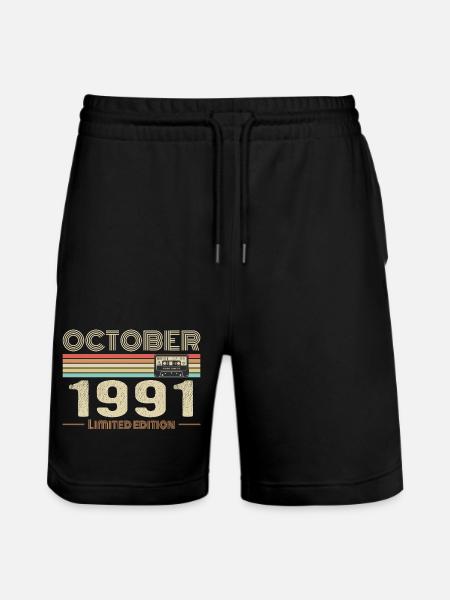 Birthday october 1991 - Stanley/Stella Trainer Unisex Organic Jogging Shorts - black