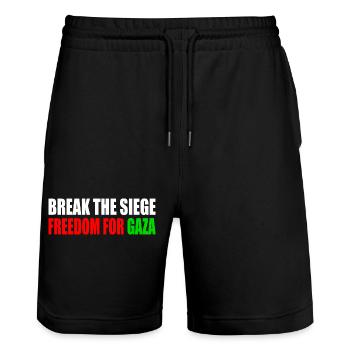 break the siege freedom for gaza - Stanley/Stella Unisex Bio Joggingshorts Trainer  - Schwarz - Vorne - Nik (191cm) & Marisol (170cm)