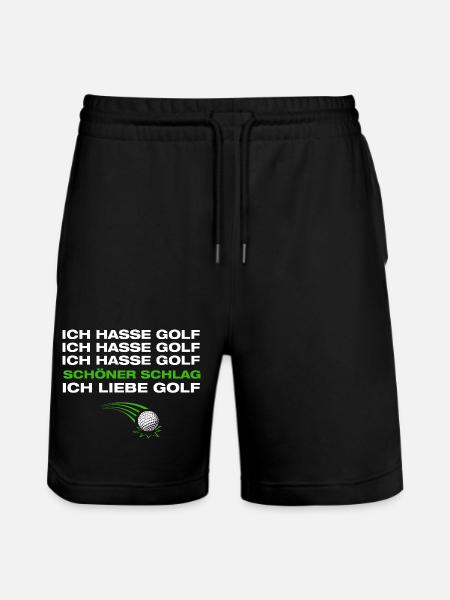 I love golf golfer golfing - Stanley/Stella Trainer Unisex Organic Jogging Shorts - black