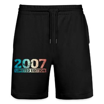 Limited Edition 2007 18th Birthday Gift for Husband - Stanley/Stella Trainer Unisex Organic Jogging Shorts - black - Front - Nik (191cm) & Marisol (170cm)