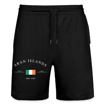 Îles d'Aran, Irlande – Souvenirs et cadeaux de vacances - Short de jogging bio TRAINER Stanley/Stella unisexe - noir - Devant - Nik (191cm) & Marisol (170cm)