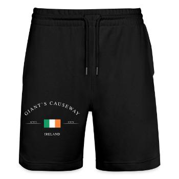 Giant's Causeway Northern Ireland – Souvenir &amp; Gift - Stanley/Stella Trainer Unisex Organic Jogging Shorts - black - Front - Nik (191cm) & Marisol (170cm)