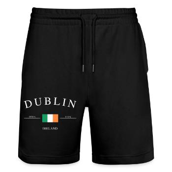Dublin Irland – Urlaub Souvenir & Geschenk - Stanley/Stella Unisex Bio Joggingshorts Trainer  - Schwarz - Vorne - Nik (191cm) & Marisol (170cm)
